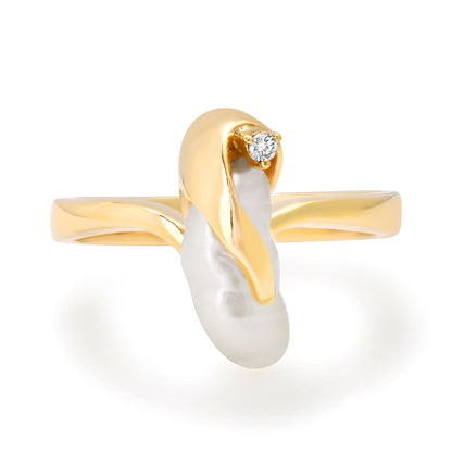 The Pearl & Diamond 14K Banana Ring