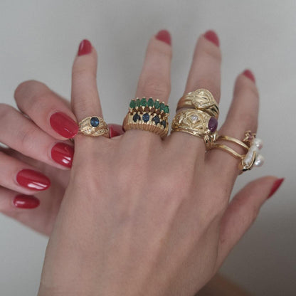 The Pearl & Diamond 14K Banana Ring