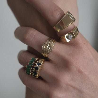 The Two Tone Diamond Polka Dot Signet 18K Ring