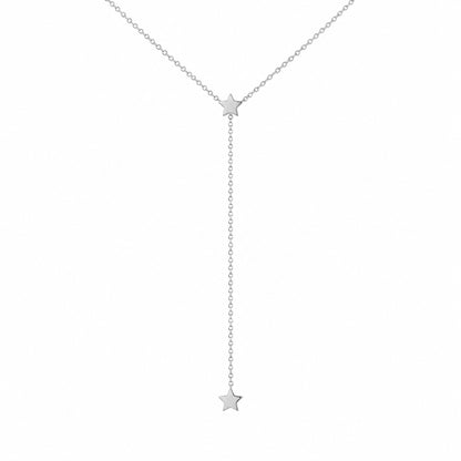 14K Gold Double XS Star Lariat Drop Necklace