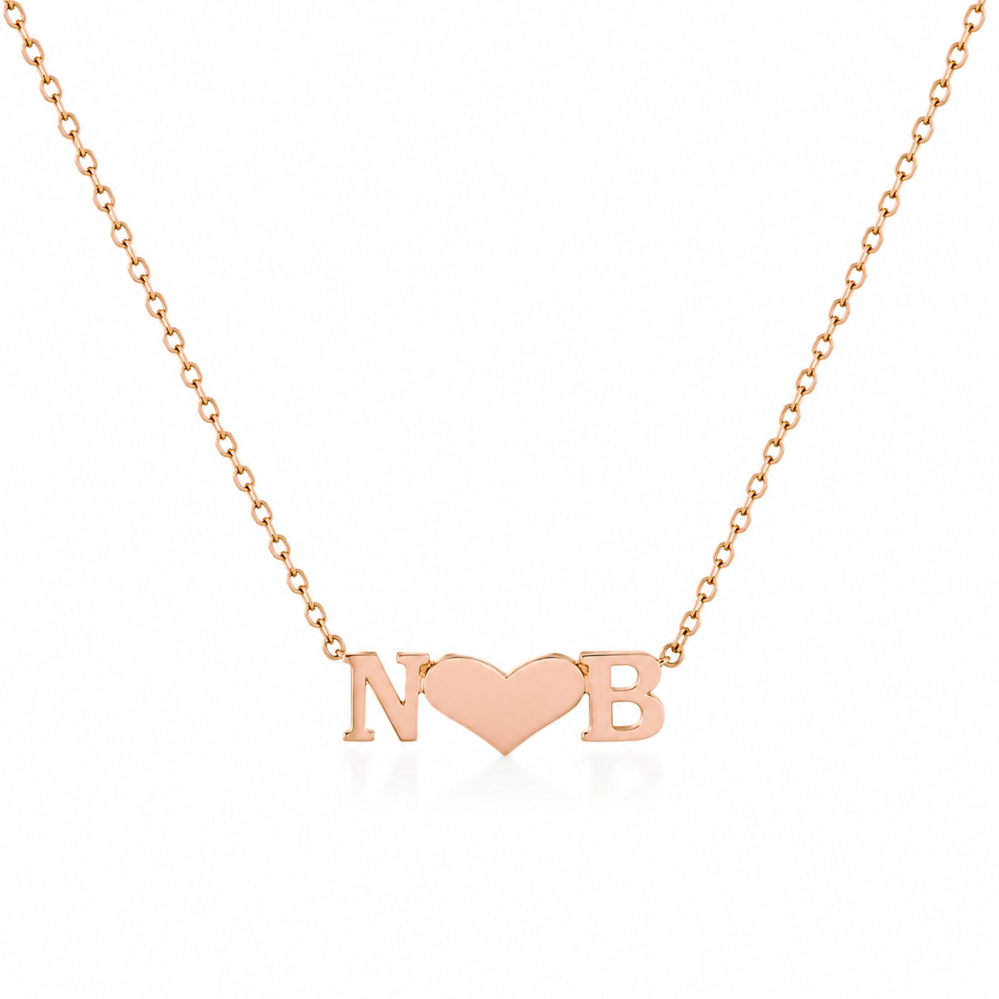 14K Gold Double Initial Sweetheart Charm Pendant Necklace
