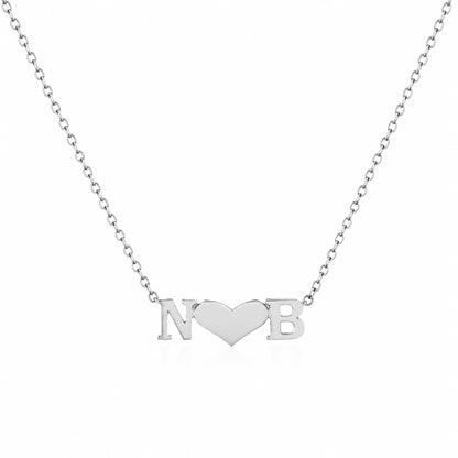 14K Gold Double Initial Sweetheart Charm Pendant Necklace