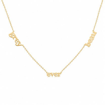 14K Gold Triple Nameplate Charm Necklace ~ Block Font