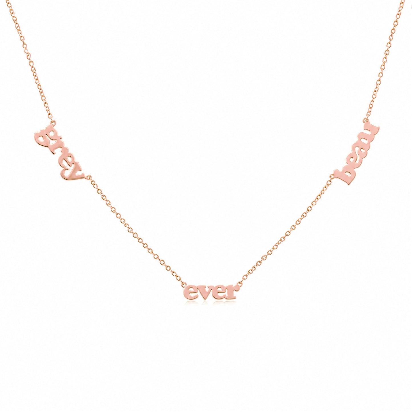 14K Gold Triple Nameplate Charm Necklace ~ Block Font