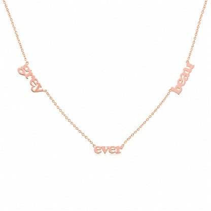 14K Gold Triple Nameplate Charm Necklace ~ Block Font