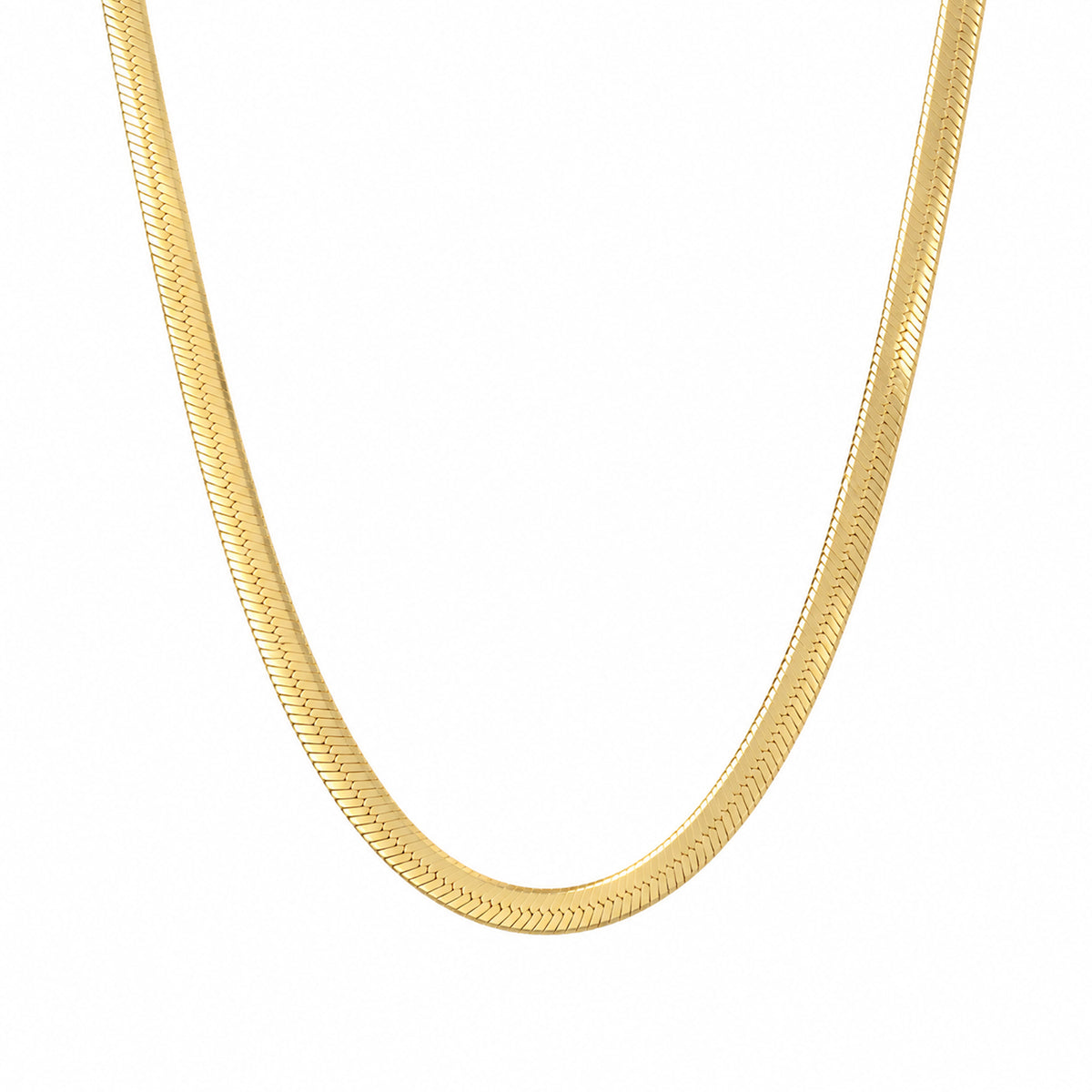 14K Gold Herringbone Chain Necklace ~ 3mm Width