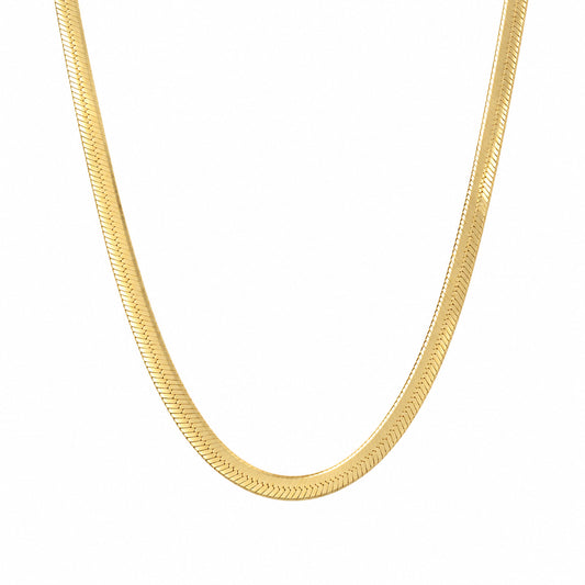 14K Gold Herringbone Chain Necklace ~ 3mm Width