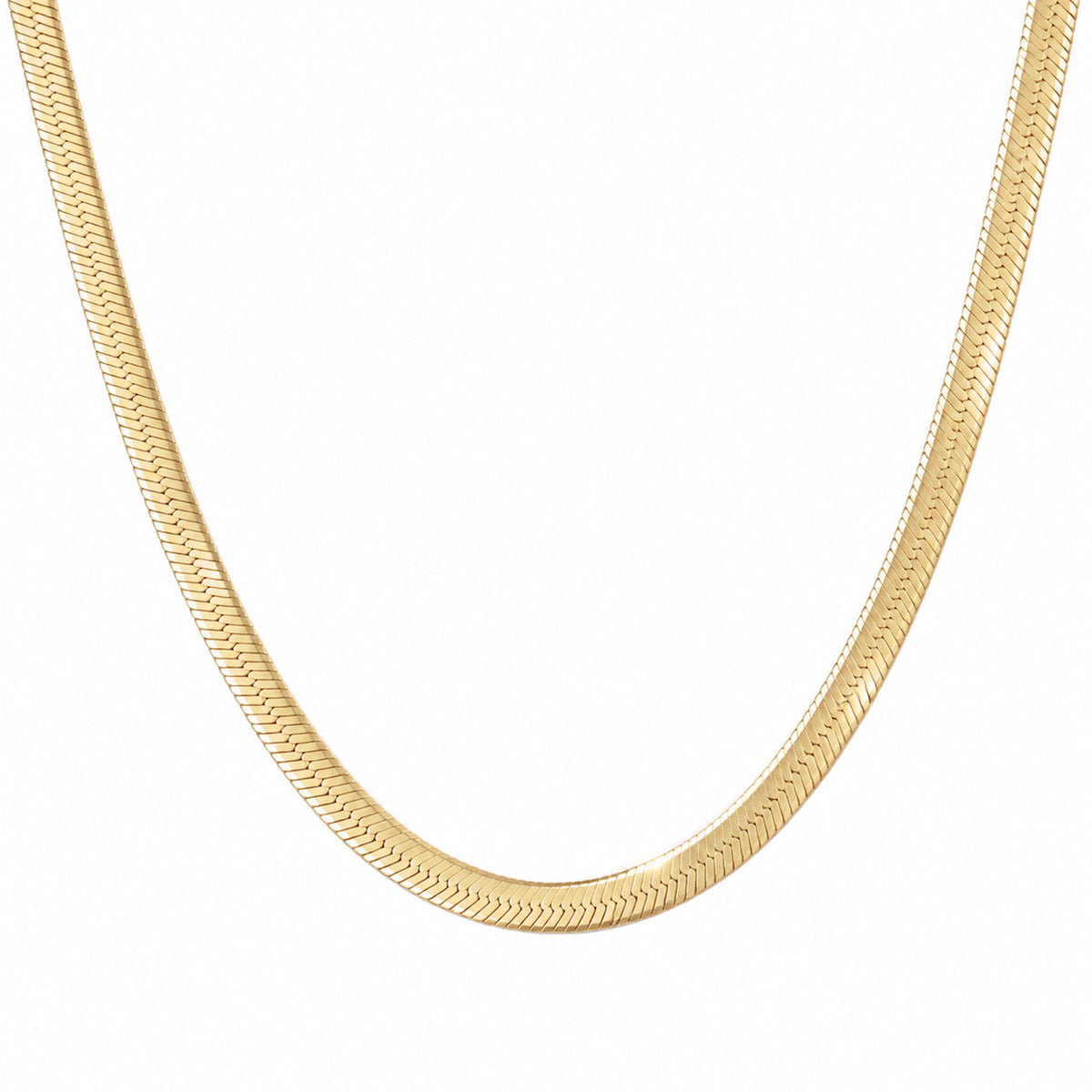 14K Gold Herringbone Chain Necklace ~ 4mm Width