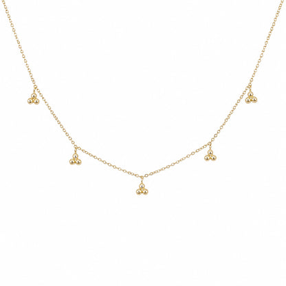 14K Gold Trinity Ball Dangle Charm Necklace