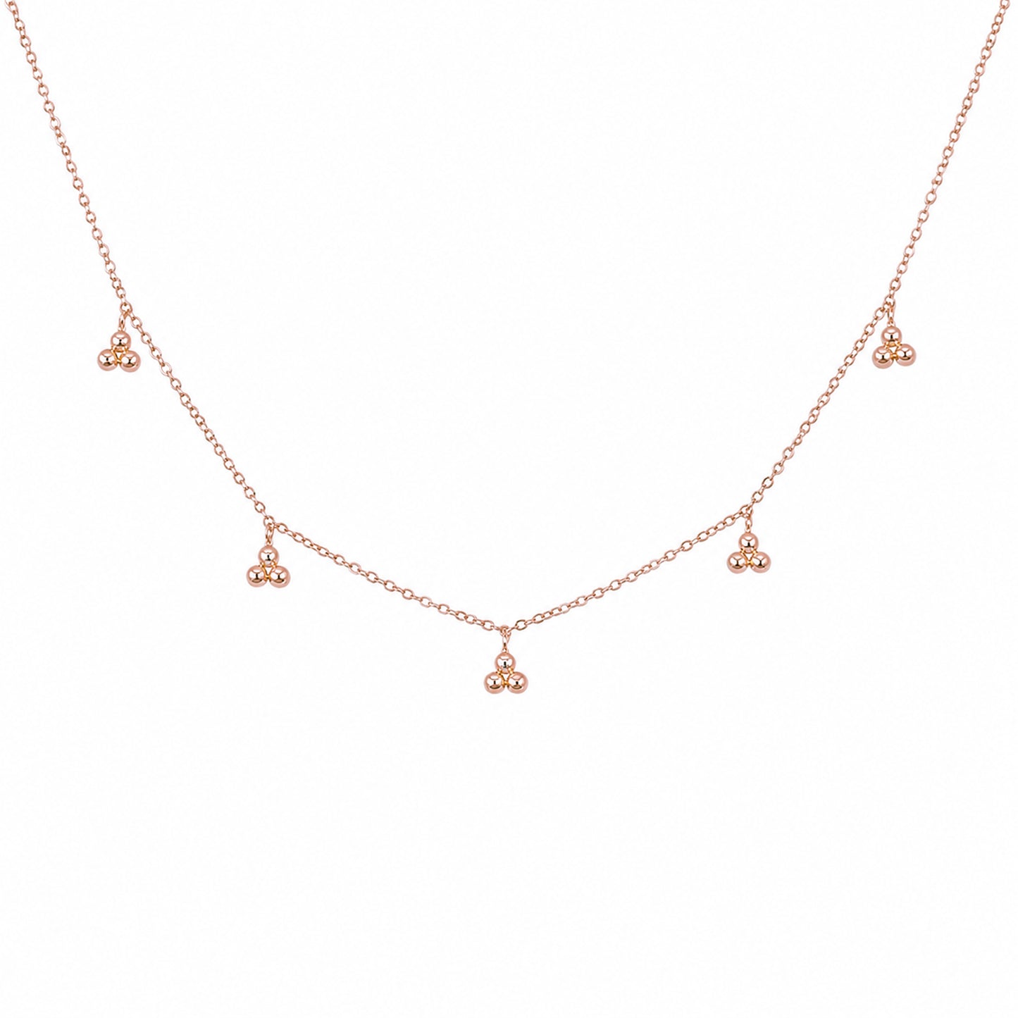 14K Gold Trinity Ball Dangle Charm Necklace
