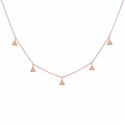 14K Gold Trinity Ball Dangle Charm Necklace
