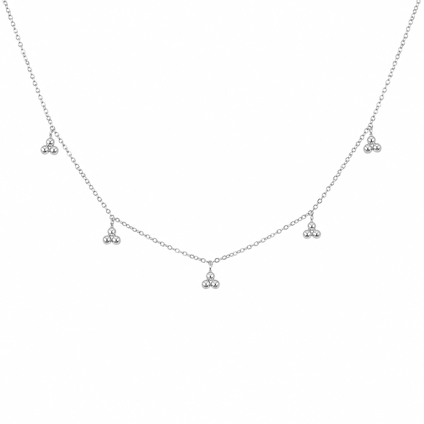 14K Gold Trinity Ball Dangle Charm Necklace