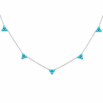 14K Gold Turquoise 5 Trinity Cluster Charm Necklace