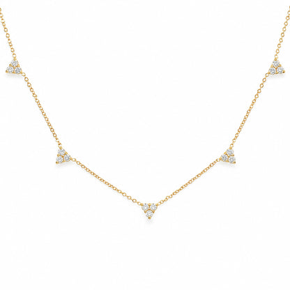 14K Gold Diamond 5 Trinity Cluster Charm Necklace