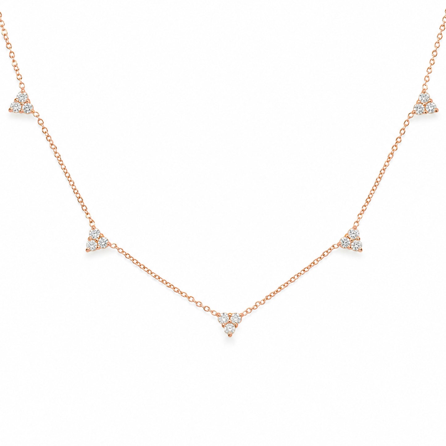 14K Gold Diamond 5 Trinity Cluster Charm Necklace