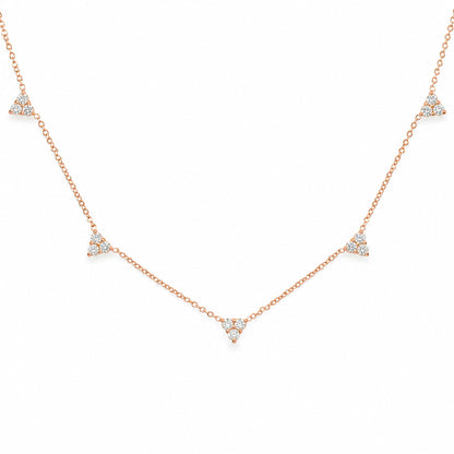 14K Gold Diamond 5 Trinity Cluster Charm Necklace
