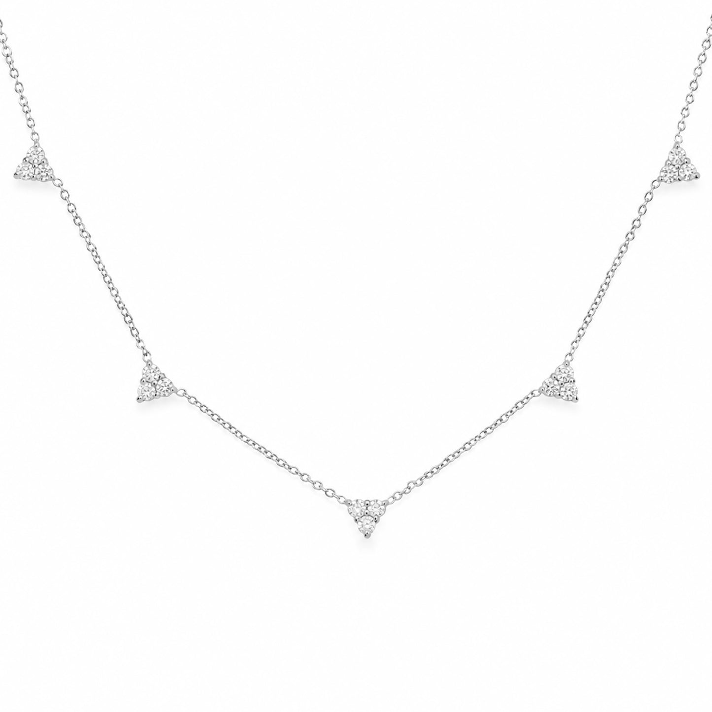 14K Gold Diamond 5 Trinity Cluster Charm Necklace