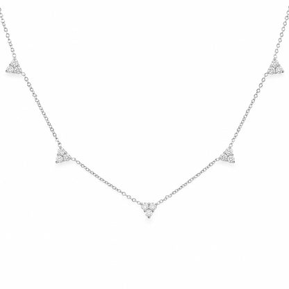 14K Gold Diamond 5 Trinity Cluster Charm Necklace