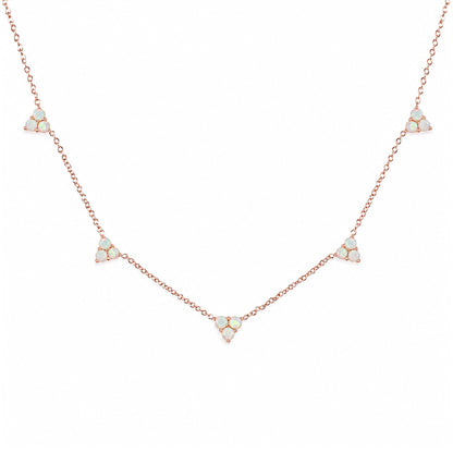 14K Gold Opal 5 Trinity Cluster Charm Necklace