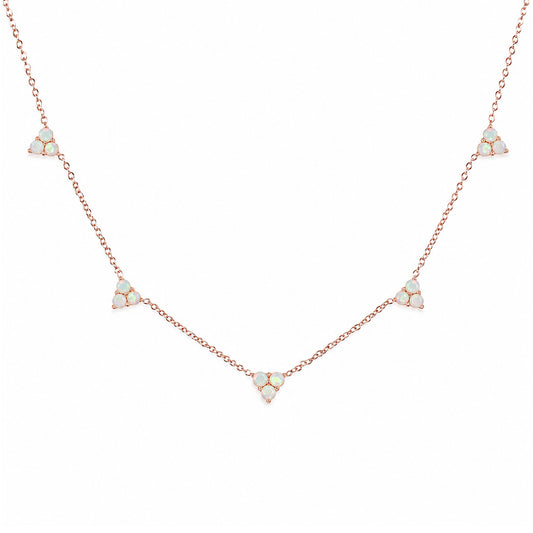 14K Gold Opal 5 Trinity Cluster Charm Necklace
