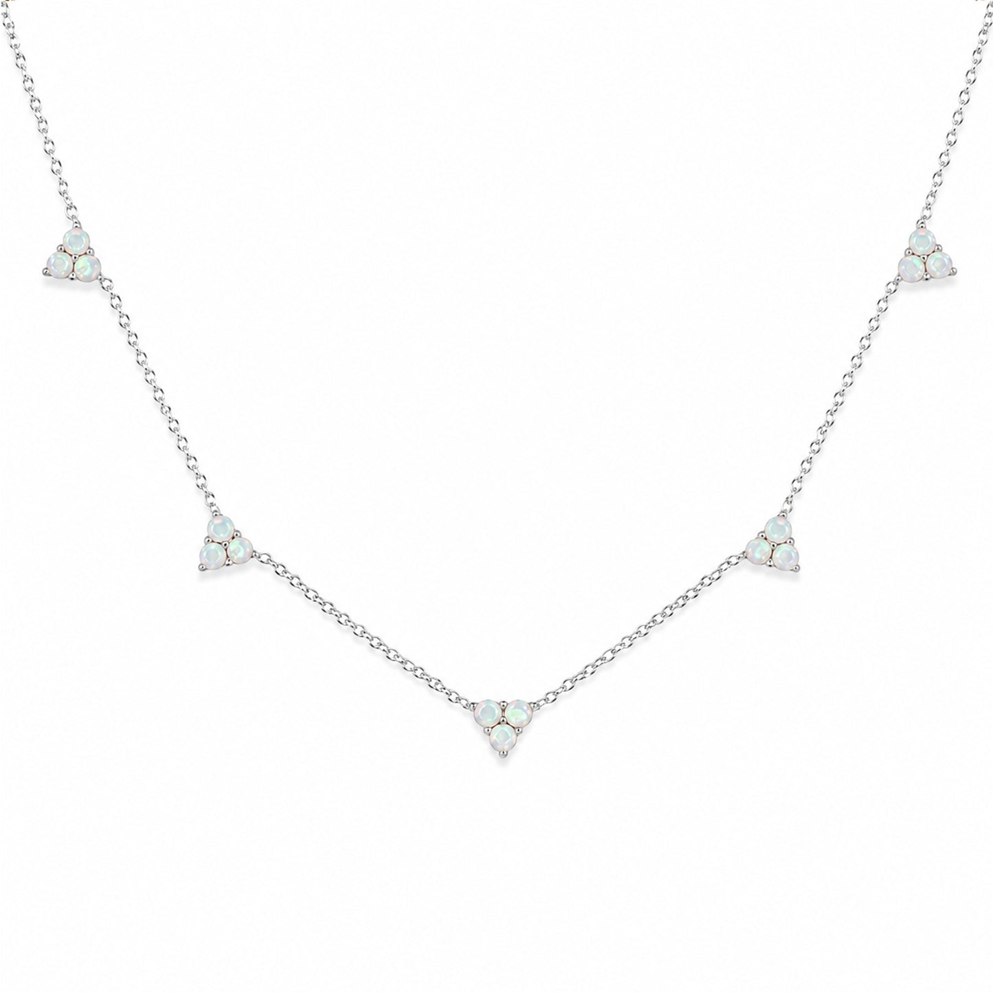 14K Gold Opal 5 Trinity Cluster Charm Necklace