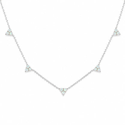 14K Gold Opal 5 Trinity Cluster Charm Necklace