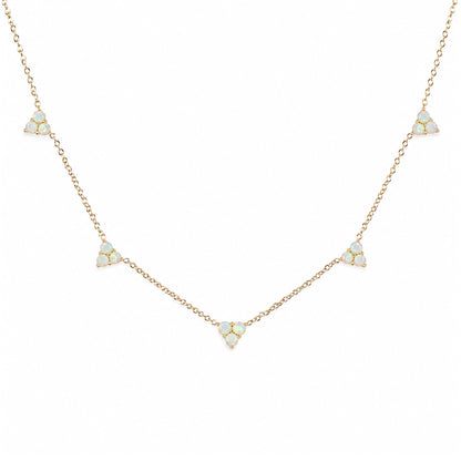 14K Gold Opal 5 Trinity Cluster Charm Necklace