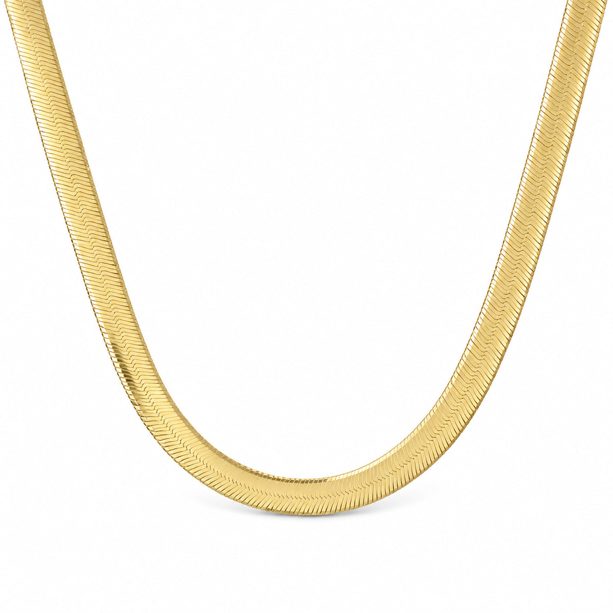 14K Gold Herringbone Chain Necklace ~ 6.75mm Width