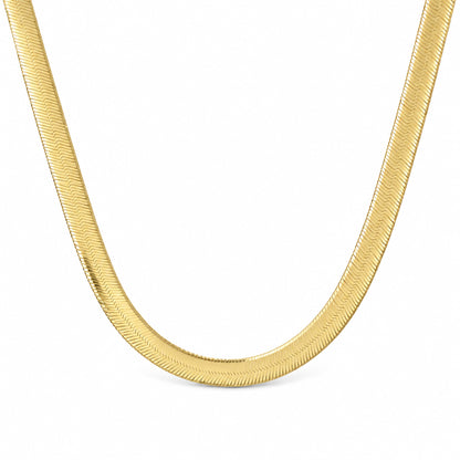 14K Gold Herringbone Chain Necklace ~ 6.75mm Width