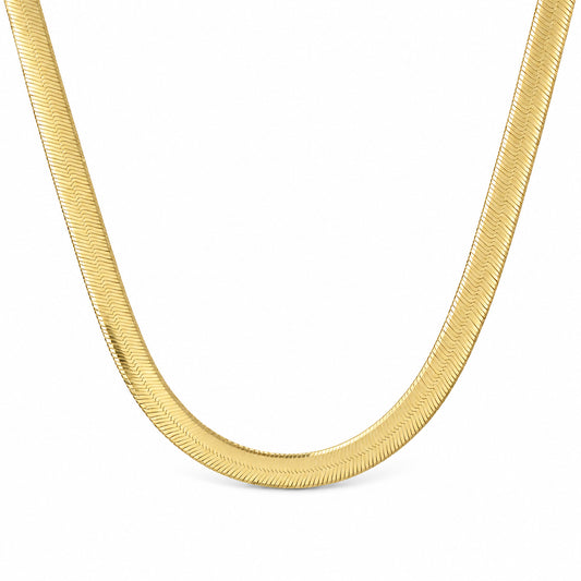 14K Gold Herringbone Chain Necklace ~ 6.75mm Width