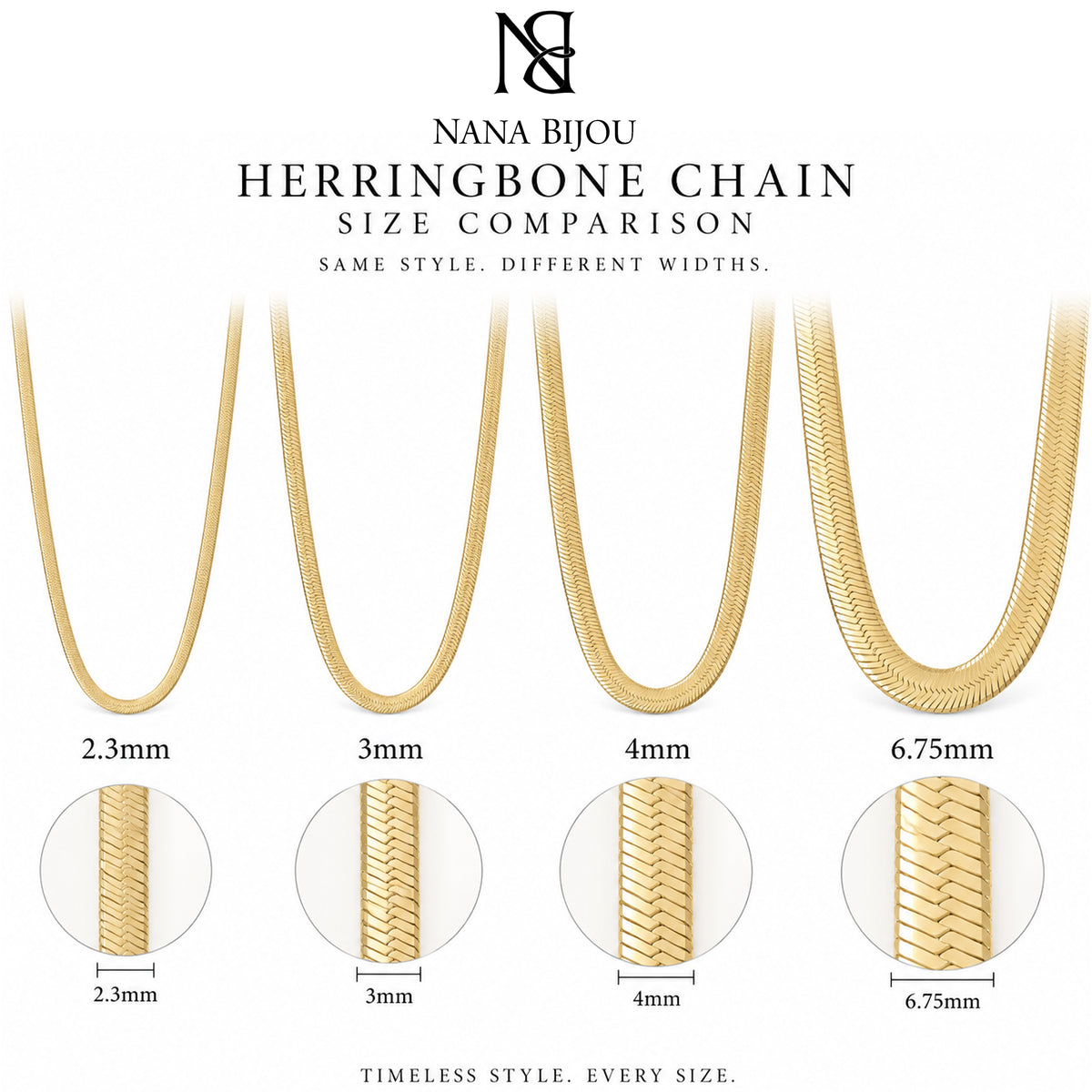 14K Gold Herringbone Chain Necklace ~ 2.3mm Width