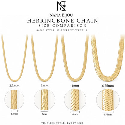 14K Gold Herringbone Chain Necklace ~ 2.3mm Width