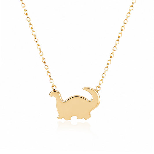 14K Gold Brachiosaurus Dino Necklace