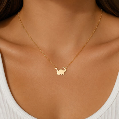 14K Gold Brachiosaurus Dino Necklace
