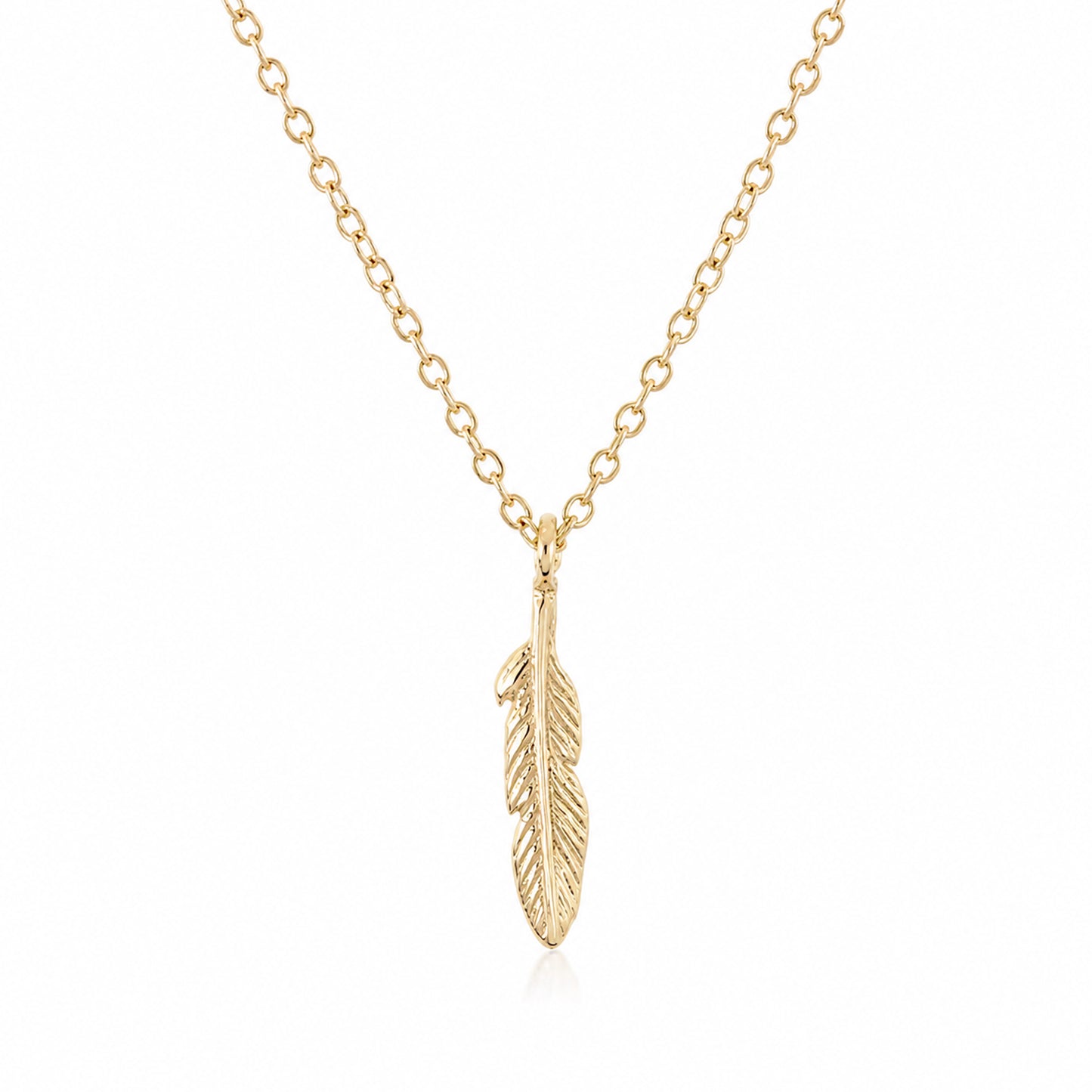 14K Gold XS Feather Necklace