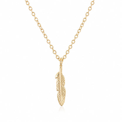 14K Gold XS Feather Necklace