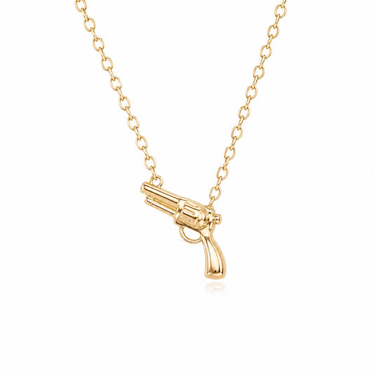 14K Gold Gun Necklace
