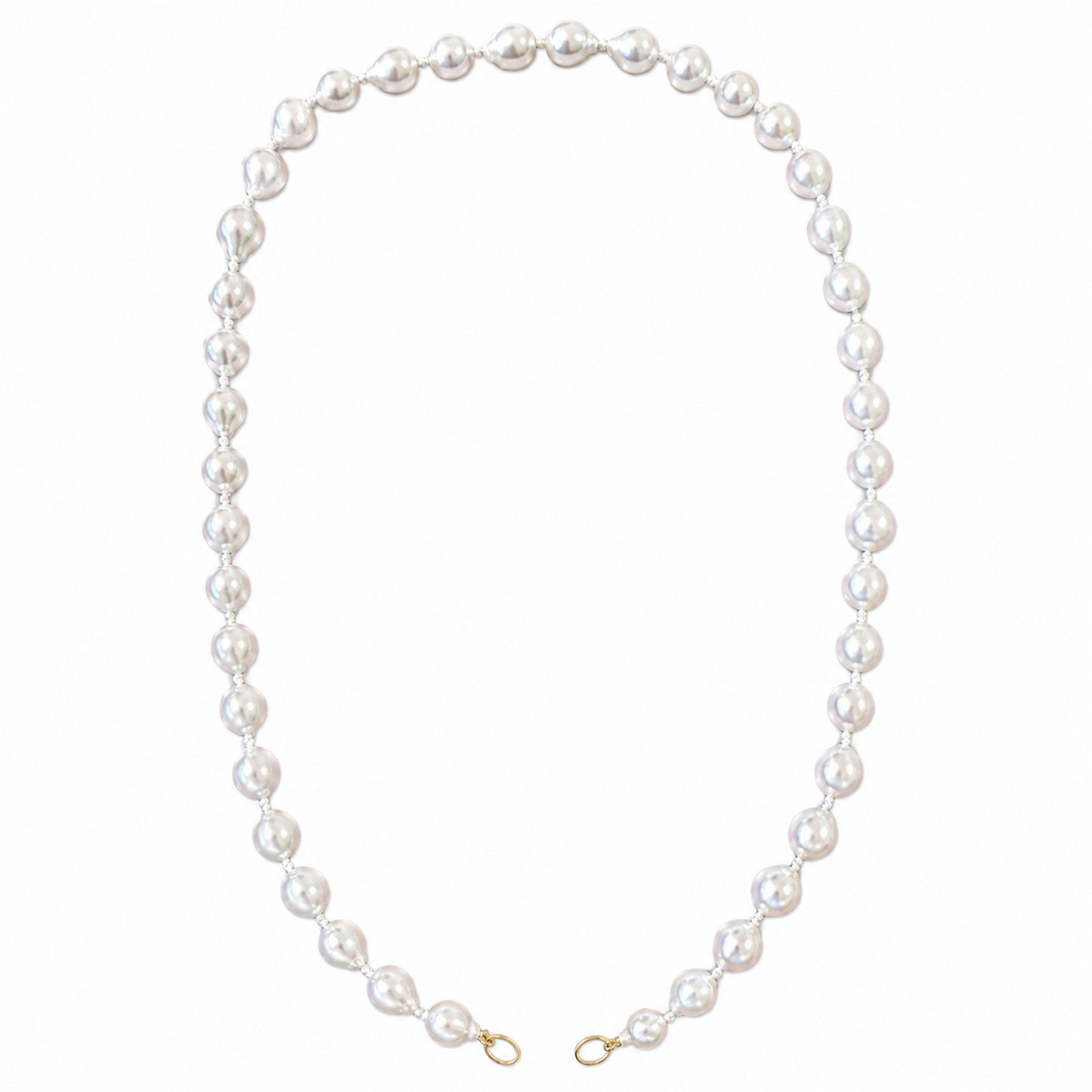 14K Gold Baroque White Freshwater Pearl Beaded Necklace