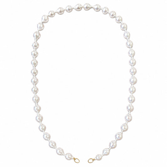 14K Gold Baroque White Freshwater Pearl Beaded Necklace