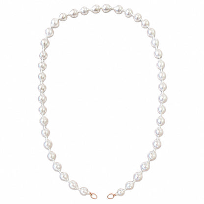14K Gold Baroque White Freshwater Pearl Beaded Necklace