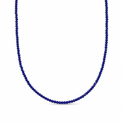 14K Gold Faceted Lapis Lazuli Beaded Necklace, 2mm Size