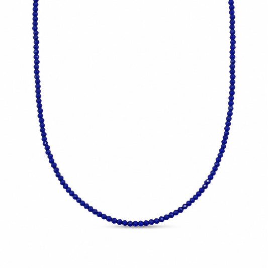 14K Gold Faceted Lapis Lazuli Beaded Necklace, 2mm Size