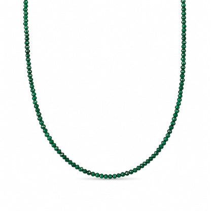 14K Gold Faceted Malachite Beaded Necklace, 2mm Size