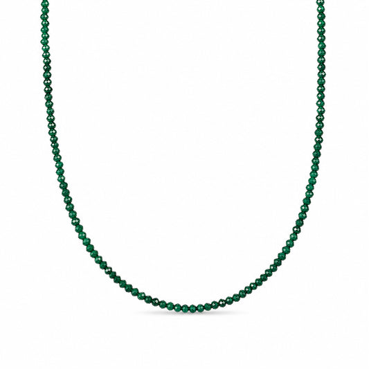 14K Gold Faceted Malachite Beaded Necklace, 2mm Size