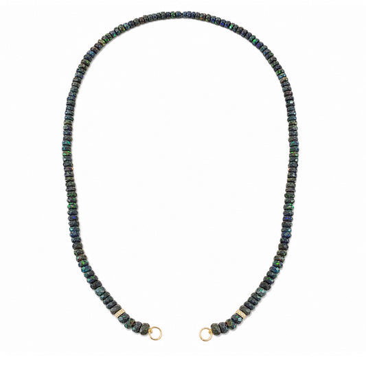 14K Gold Black Opal & Diamond Beaded Necklace