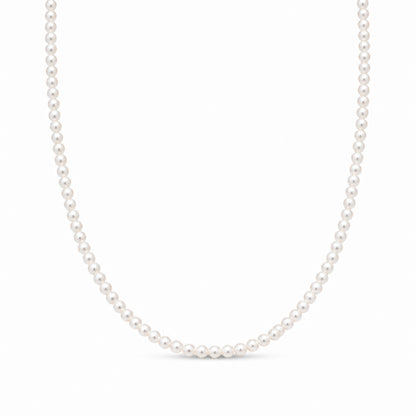 14K Gold White Freshwater Pearl Beaded Necklace, 3mm Size