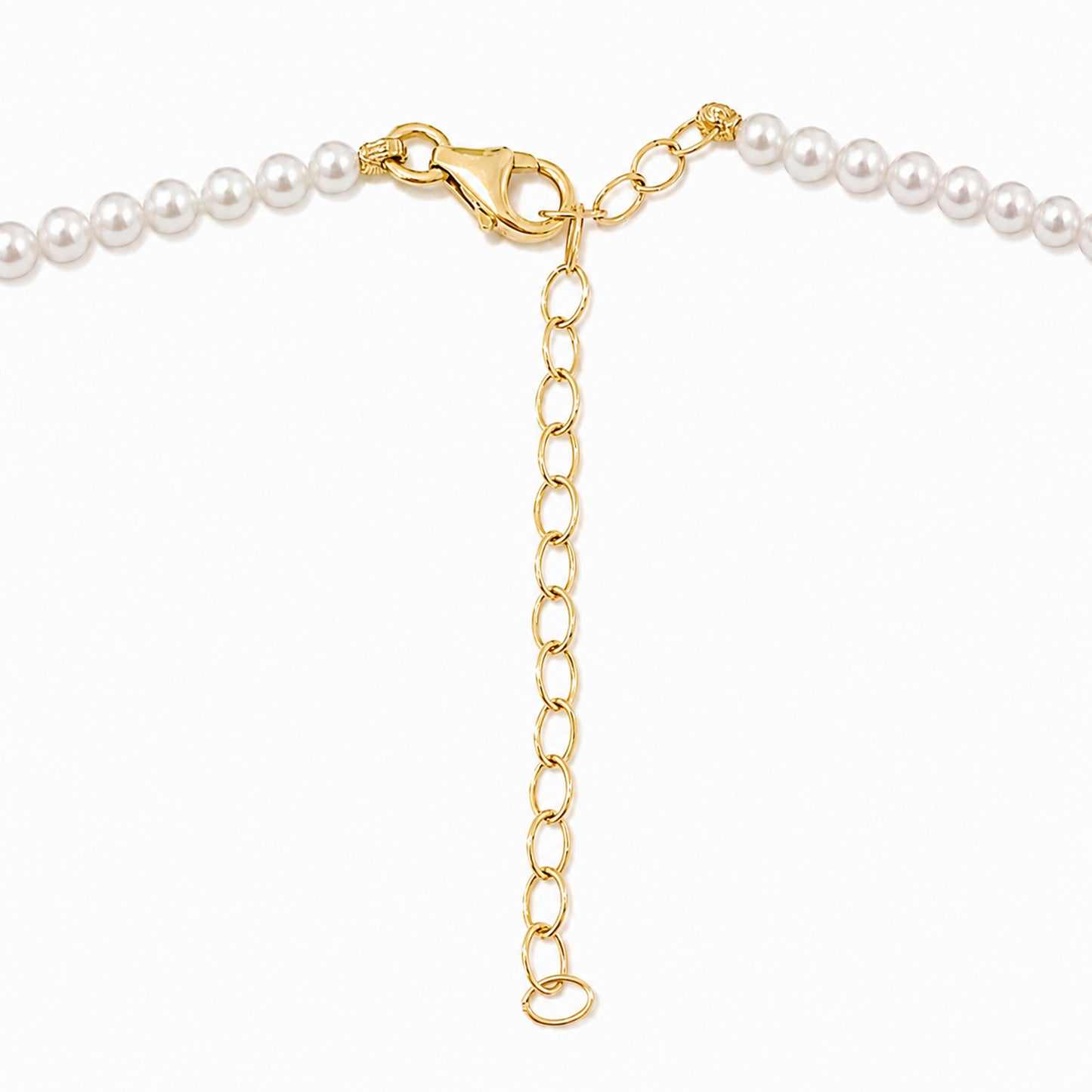 14K Gold White Freshwater Pearl Beaded Necklace, 3mm Size