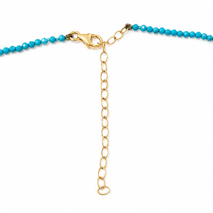 14K Gold Faceted Turquoise Beaded Necklace, 2mm Size