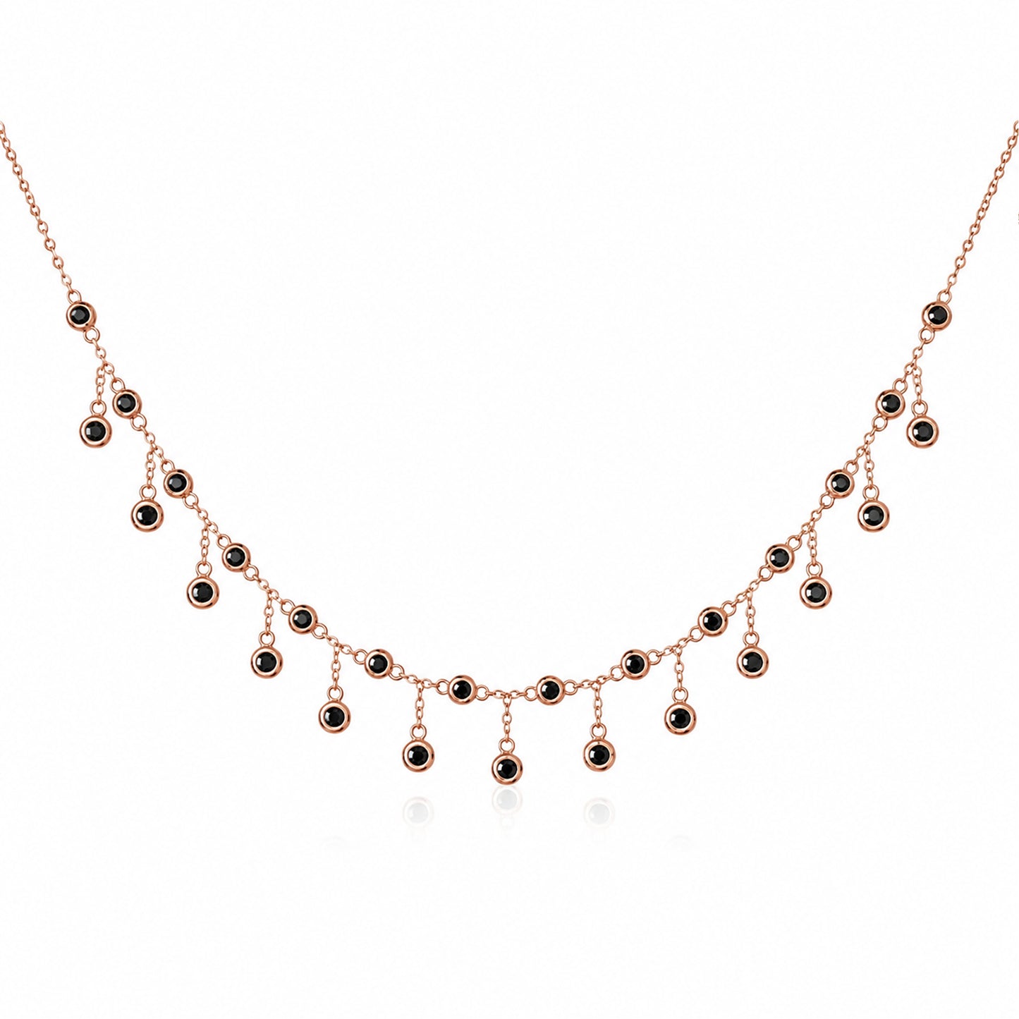 14K Gold Black Diamond Fringe Necklace