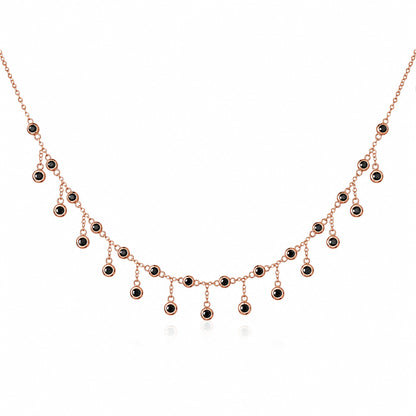 14K Gold Black Diamond Fringe Necklace